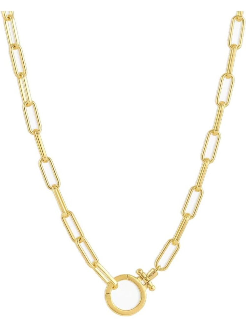 18" Adjustable Paperclip Link Necklace - 18k Gold/Silver Plated - Chunky Clasp